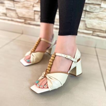 Sandália Crème Brûlée Couro Off White
