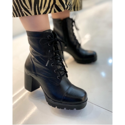 Bota Coturno Hong Kong Couro Preto