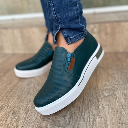Tênis Slip On Verde Petróleo