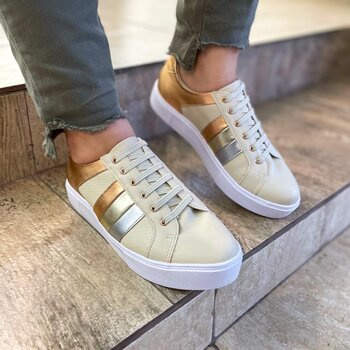 Tênis Casual Off White Reflexos Metalizados