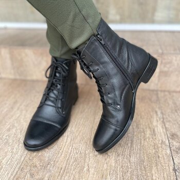 Bota Coturno Couro Preto