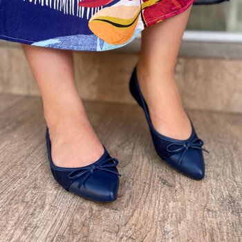 Sapatilha Bico Fino Nylon Azul Marinho