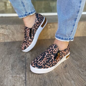Tênis Slip On Zíper Animal Print Onça