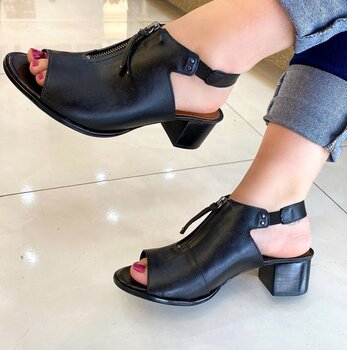 Sandália Ankle Boot Couro Preto