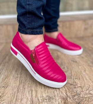 Tênis Slip On Zíper Rosa Pink
