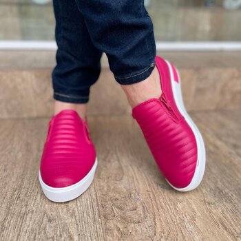 Tênis Slip On Zíper Rosa Pink