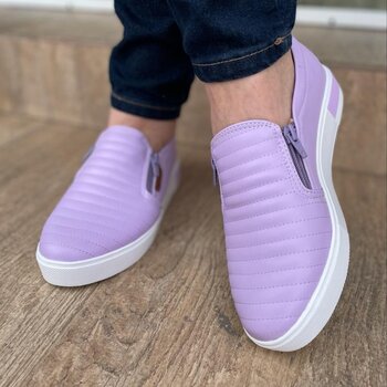 Tênis Slip On Zíper Lilás