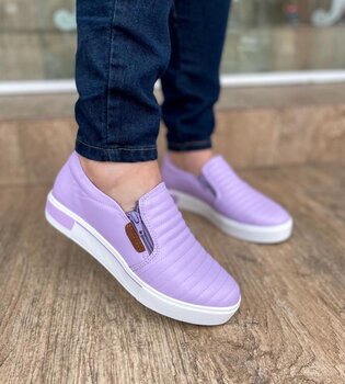 Tênis Slip On Zíper Lilás