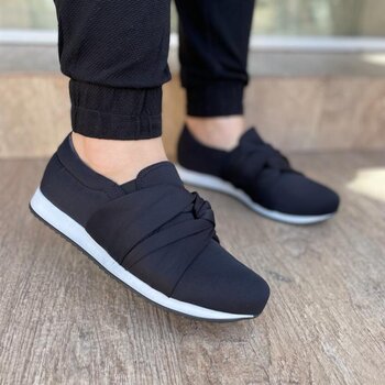 Tênis Slip On Lycra Nó Preto