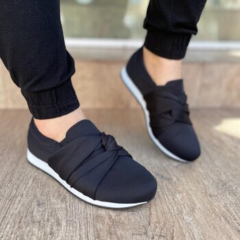 Tênis Slip On Lycra Nó Preto