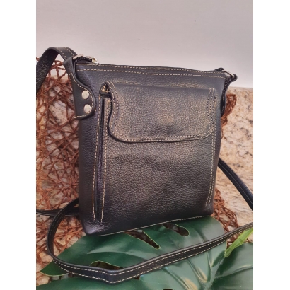 Bolsa Transversal Couro Preto