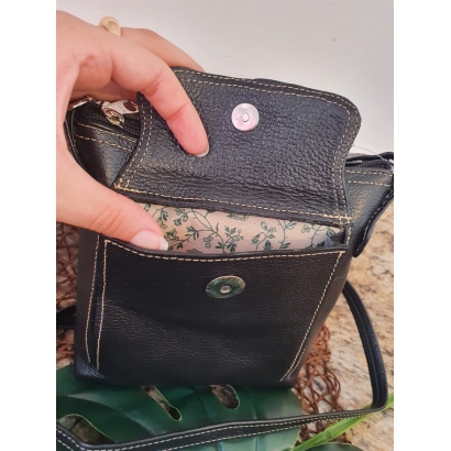 Bolsa Transversal Couro Preto