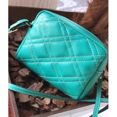 Bolsa Transversal Matelassê Couro Verde Água